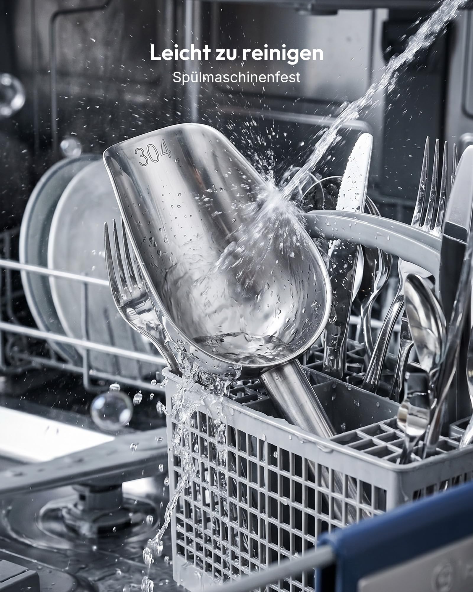 EUHOMY Eisschaufel aus Edelstahl 304, Silber | Lebensmittelecht, Spülmaschinenfest, Handliches Format, Kompatibel mit Eismaschinen, Ideal für Küche, Bar, Partys, Camping