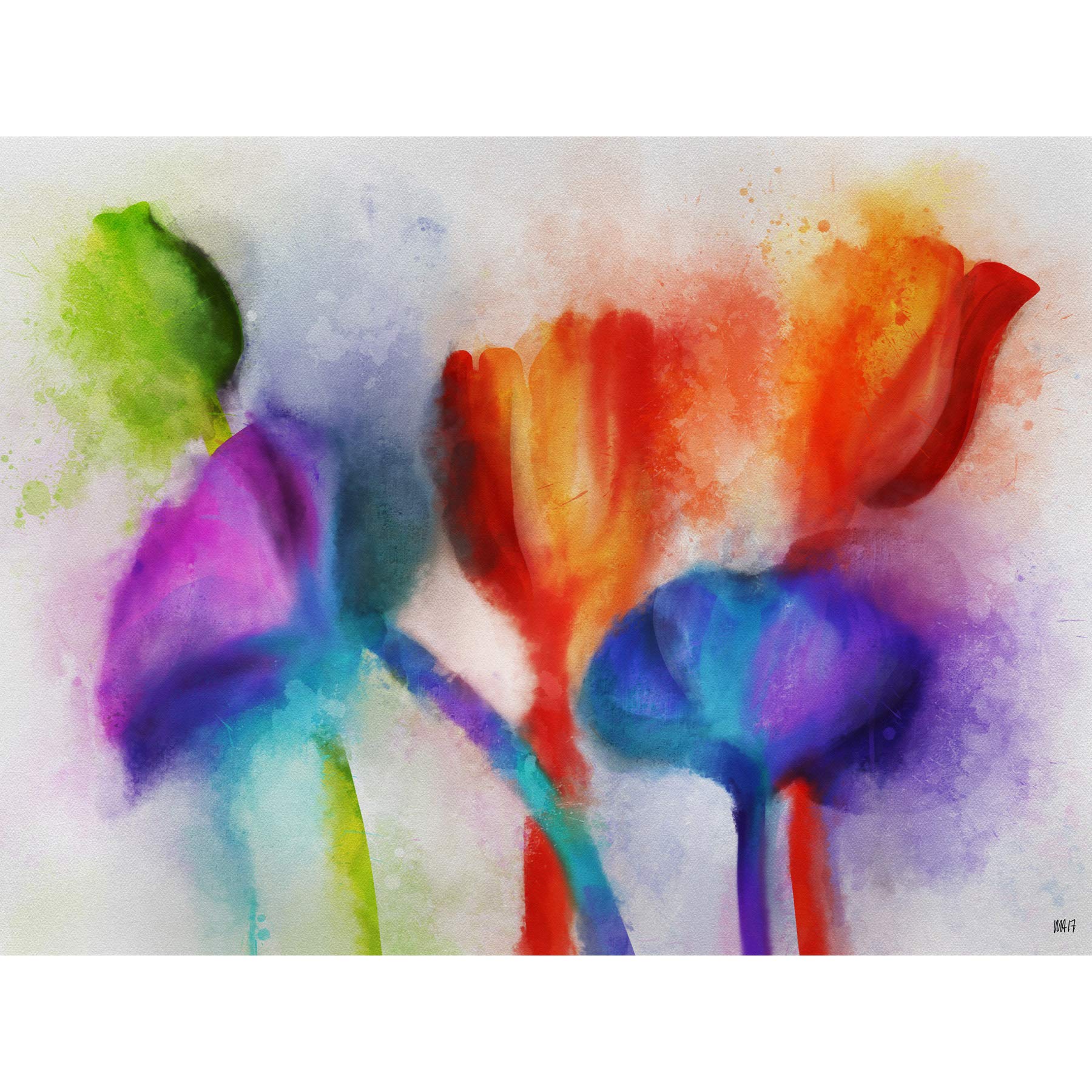 Artery8 Abstract Colourful Watercolour Flower Blur Painting Large Wall Art Poster Print Thick Paper 18X24 Inch