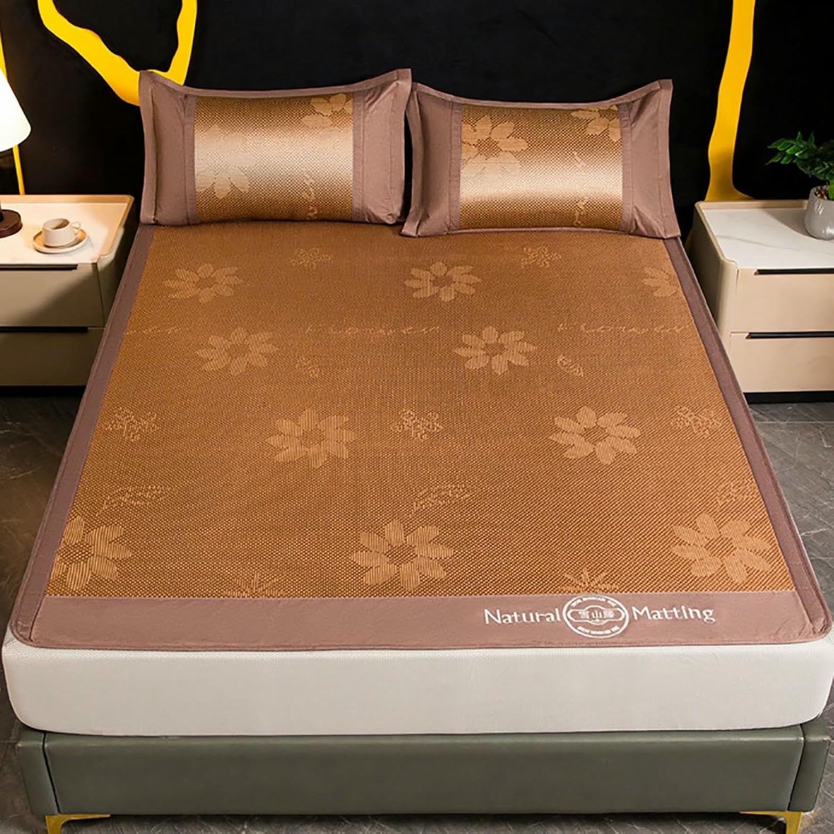 HYQOUKLR Rattan Mat Bed, Foldable Washable Summer Cooling Bamboo Sleeping Mat 120-200cm(180cm)