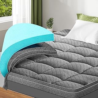 Dual Layer 3 Inch Memory Foam Mattress Topper Full Size, 2 Inch Cooling Gel Memory Foam Plus 1 Inch Pillow Top Mattress Pad Cover, with 8-21 Inch Deep Pocket, Grey