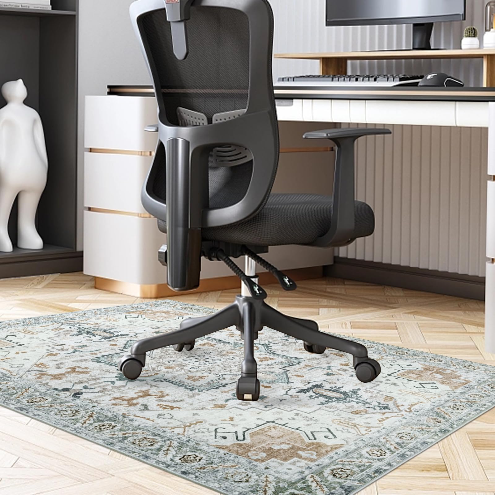 Famibay Protector Suelo Silla Ruedas 90x120cm Alfombra Silla Escritorio Antideslizante Alfombra Protectora Suelo para Silla de Oficina Lavable para Suelo Duro Baldosas Naranja