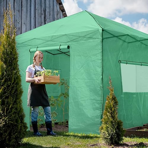 Vista 73 de EAGLE PEAK - Invernaderos emergentes instantáneos, para plantas de interior y exterior, puertas enrollables con cierre y ventanas laterales, 6 x 4