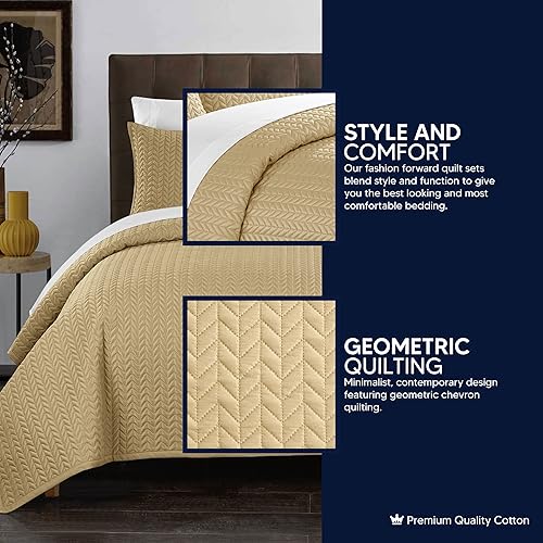 Miniatura 3 de Chic Home Weaverland - Juego de funda de 3 piezas geométrica acolchada con cheurón, fundas de almohada decorativas incluidas, Queen, gris carbón