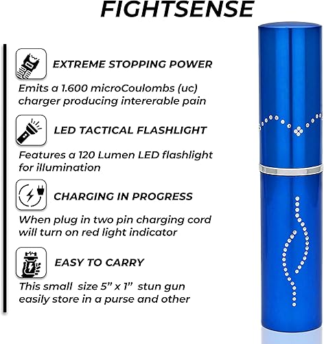 Miniatura 3 de FIGHTSENSE Kit de defensa personal para mujer, spray de pimienta y linterna de lápiz labial de autodefensa, batería recargable, llavero bolsa de