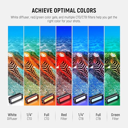 Miniatura 6 de NEEWER WP12 Luz de buceo subacuática 33 pies328ft IP68 impermeable luz de video LED con cabezal de bola 1900 mAh 5600K CRI97 TLCI98 2600lux16ft modo