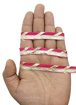 振袖ピンク（PATTI PATTI) Bandhani print with lace border & lagdi patta pallu pink