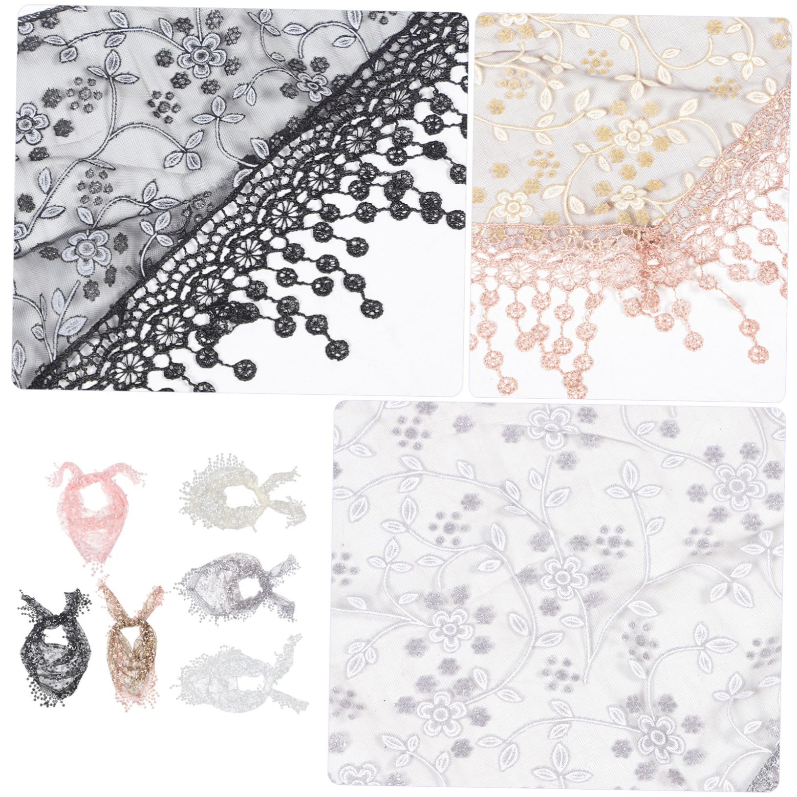 TOYANDONA 6 piezas de Encaje Triangulares Mantilla Chal para Misa Católica Mujer Ligero y Transpirable para Oración y Uso Diario