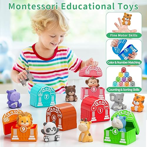 Miniatura 6 de Juguete de aprendizaje para niños pequeños de 1, 2, 3 años, juguetes sensoriales educativos Montessori para contar, combinar y clasificar, 10