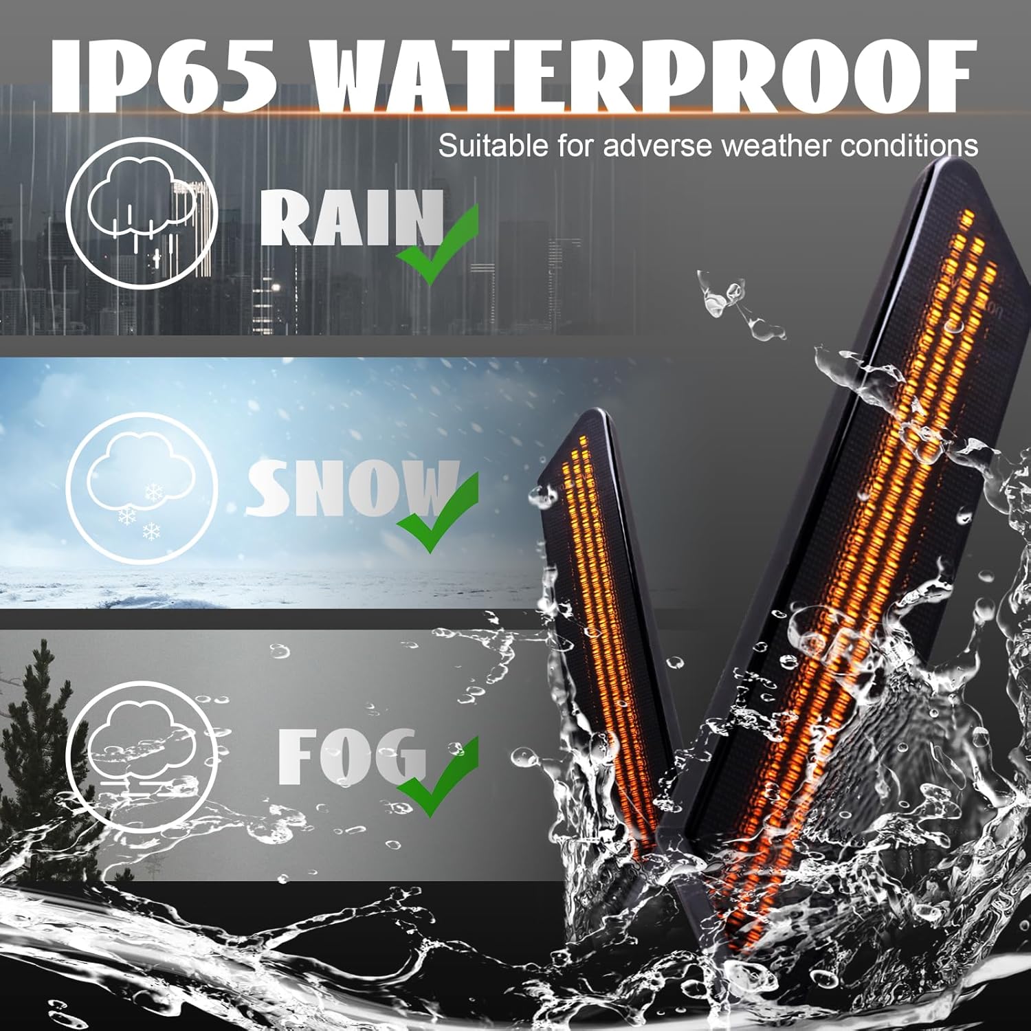 2PCS Front Turn Signal Side Marker Lights for Porsche 911 987 997 Amber LED Dynamic Sequential Side Marker Lights for 06-13 Porsche 997, 05-13 Porsche Cayman Boxster 987