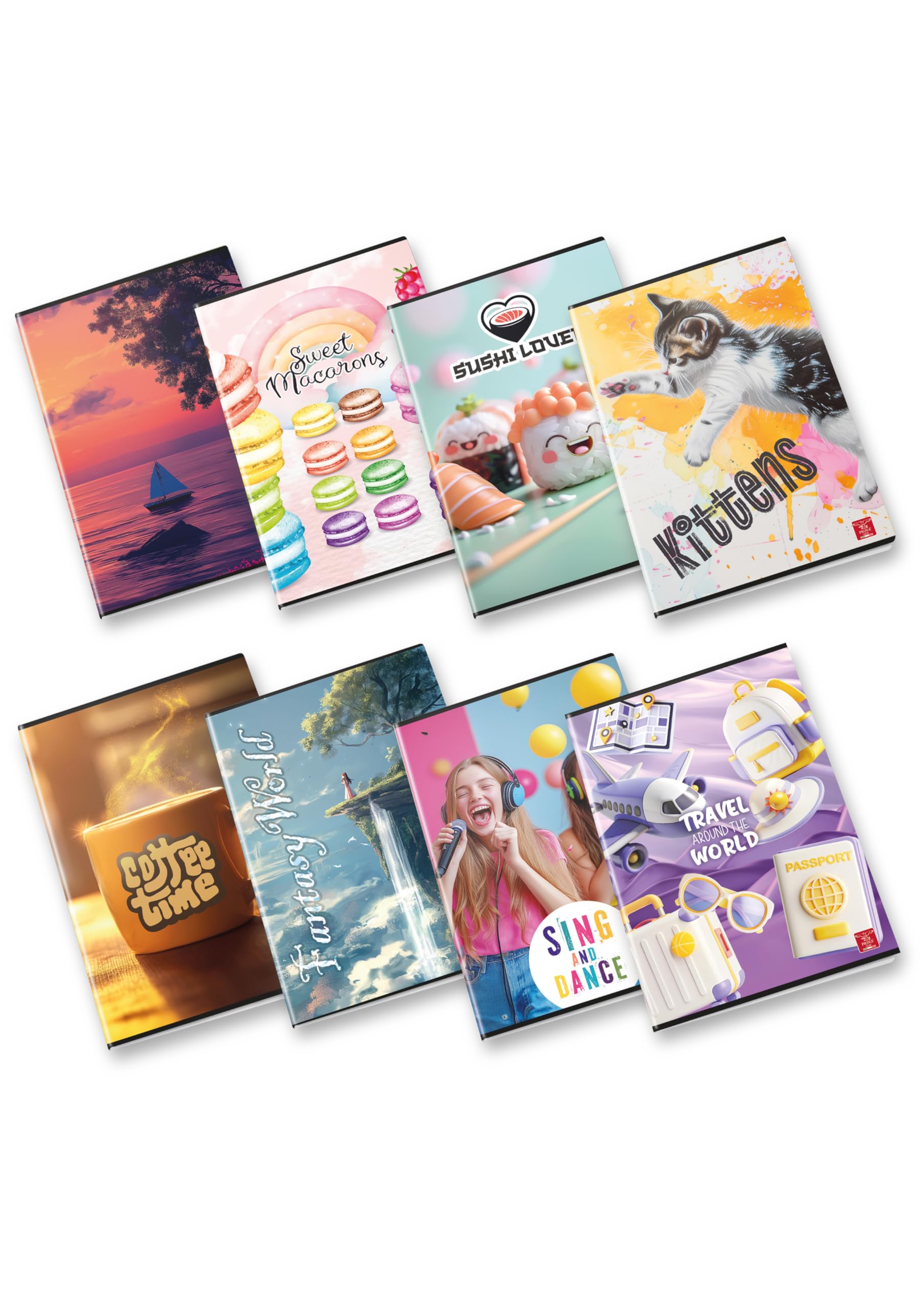 Pigna,Confezione 10 pezzi Maxi Quaderno Assortimento Ragazza, f.to A4, pagine 80 + risguardo, carta 80 g/m², interno 4M, quadretto 4mm