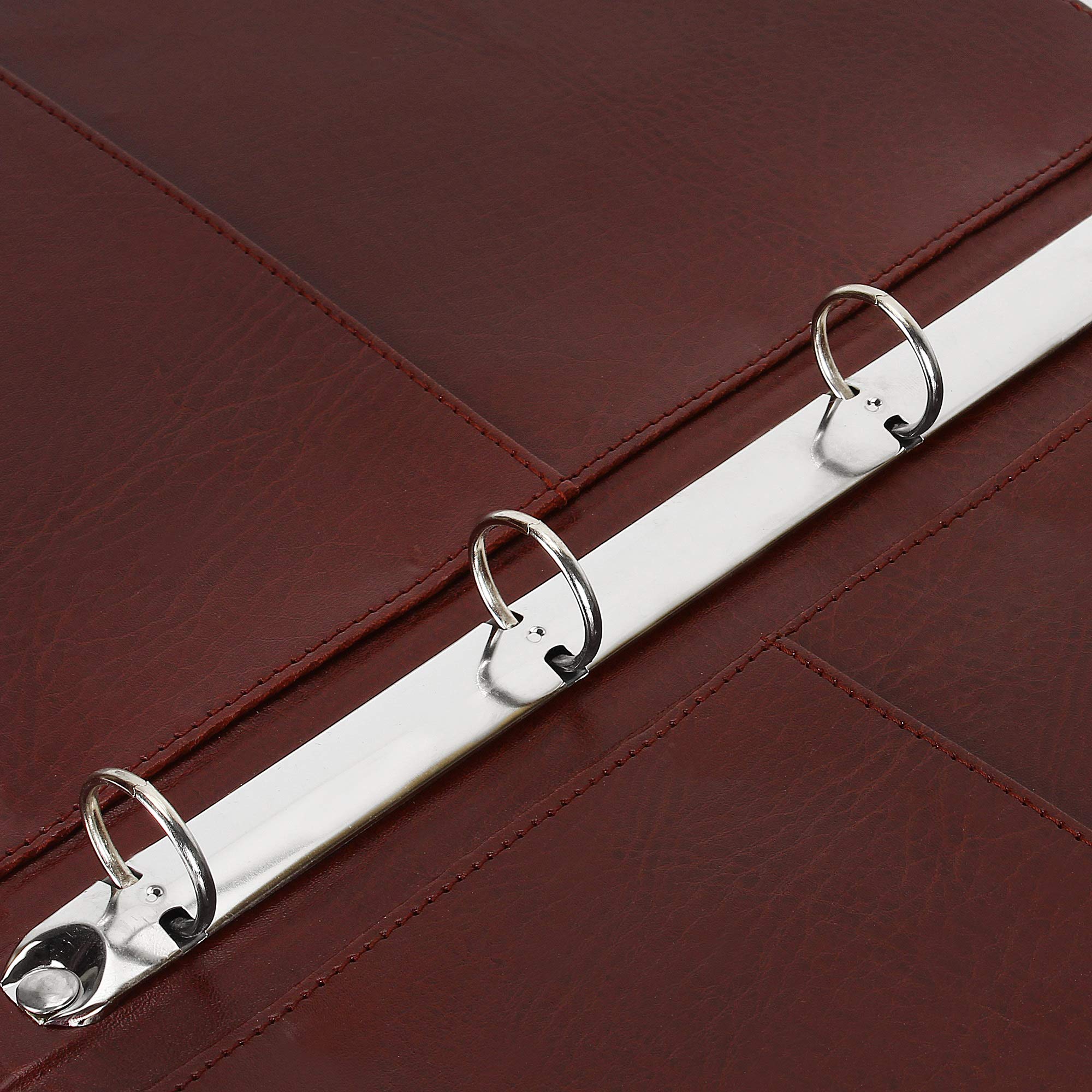 FutureX Set of 6 Ring Binder Menu Folder for Restaurant and Hotel, Business File Folder, Document Holder, Portfolio/Organizer/Planner (4 Ring Binder)(Brown) 2
