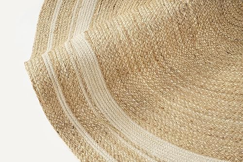 Vista 82 de GRUHUM Alfombra tejida a mano de yute redonda de 4 pies, de fibra natural, alfombra bohemia rústica, vintage, trenzada, reversible, ecológica
