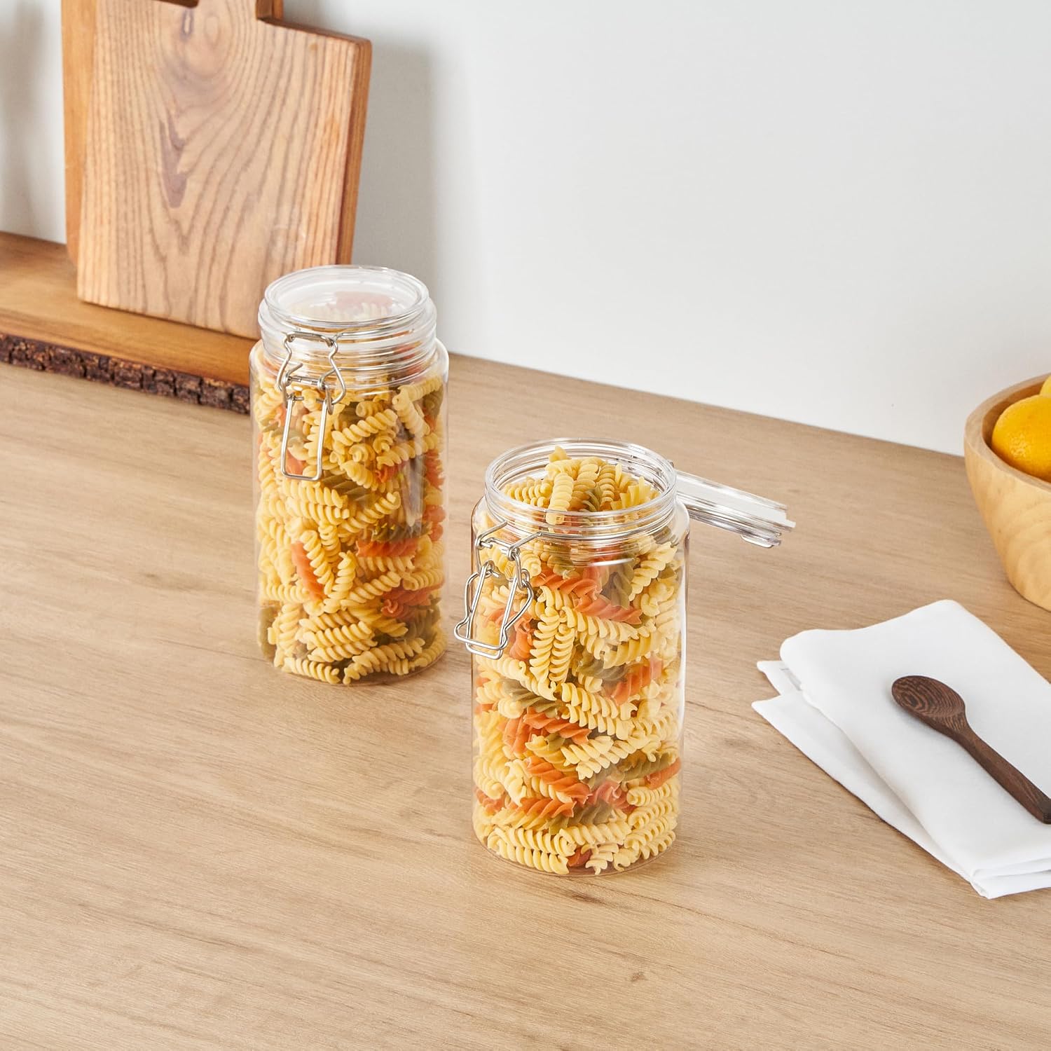Restaurantware Food Container 2 Count 51 oz Plastic Airtight HInged Lid Jar Storage Canister Clear Wide Mouth image 4