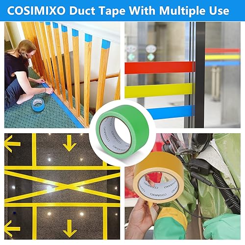 Miniatura 3 de COSIMIXO Paquete de 6 cintas adhesivas de color arcoíris de 15 yardas x 2 pulgadas, resistentes, sin residuos, lágrimas a mano e impermeables,