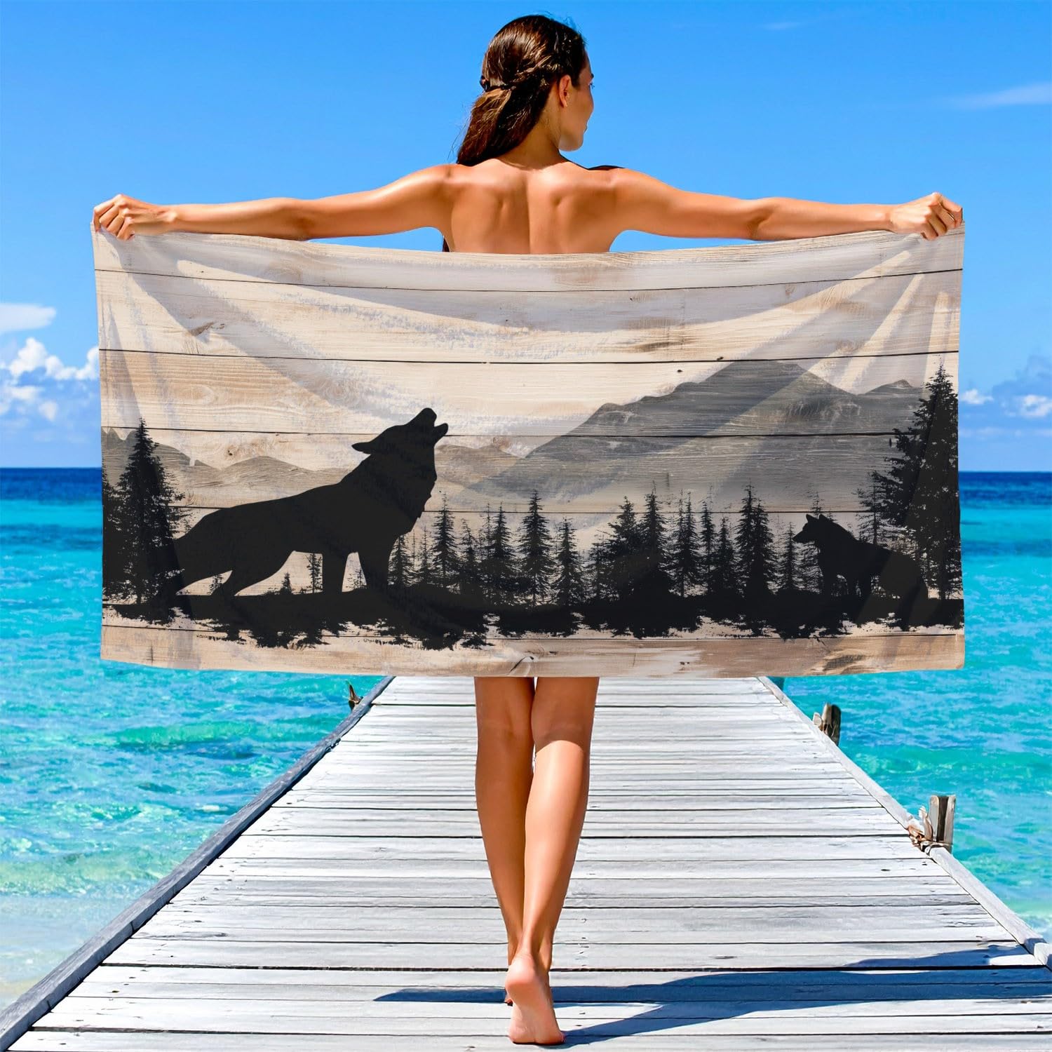 Traditionell, Realistisch, Tuschemalerei, Kühl Strandtuch 230 x 210 cm - Strandtuch trandtuch Leichtdünn Weich Baumzweige, Kleiner Vogel, Himmel, Schneeflocken,für Strand, Pool, Yoga, Picknick