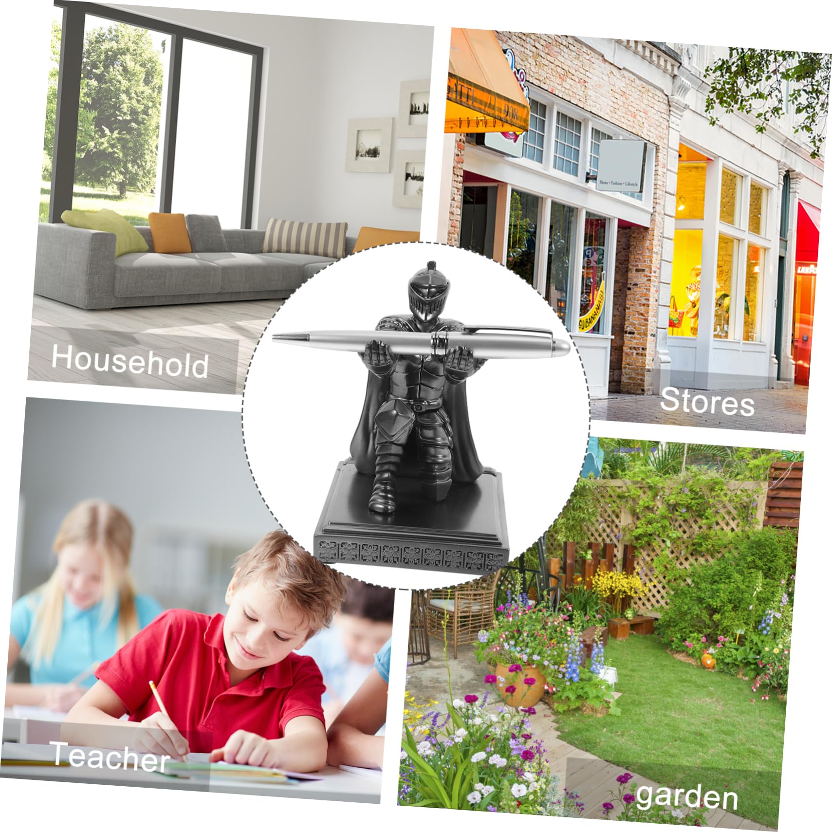 DOITOOL Portapenne Statua Cavaliere in Resina Portapenne Singolo Per Supporto Multifunzionale Per Ufficio e Casa Decorazione Scrivania