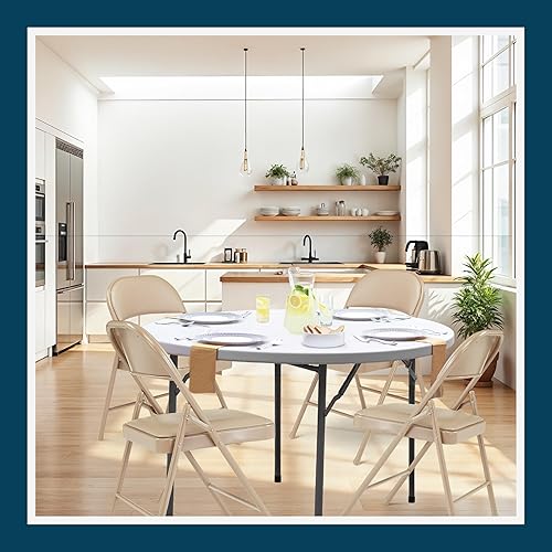 Miniatura 12 de OEF Furnishings OEF900 Series - Sillas plegables de acero ligeras prémium (paquete de 4, beige) Beige,Negro -