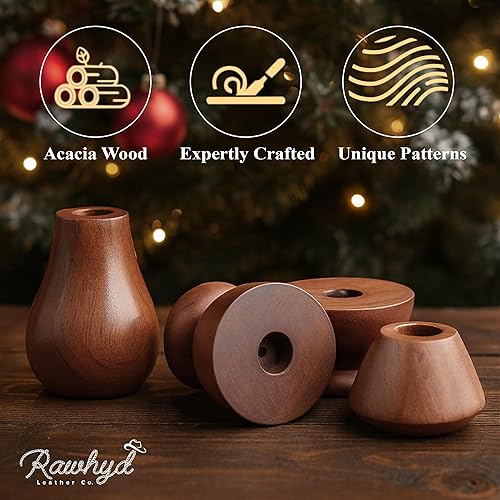 Miniatura 4 de Velas de Adviento con portavelas de madera (juego de 4), velas cónicas blancas de 10 horas y soportes de madera de mango, decoración navideña