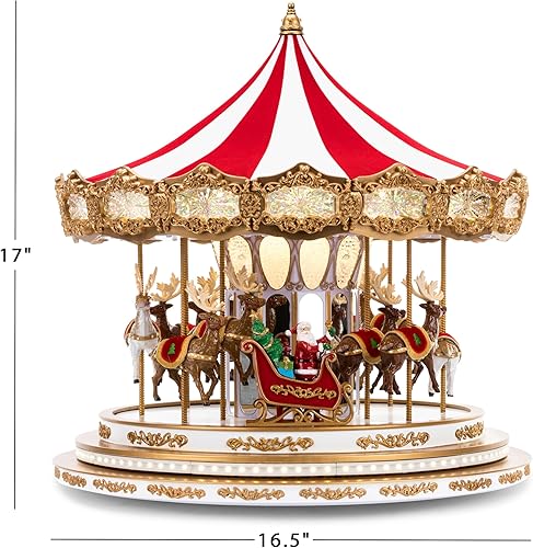 Miniatura 3 de Mr. Christmas Regal Carousel Musical Animated Indoor Christmas Decoration, 17 Inch, White