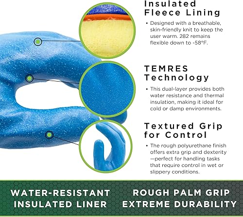 Miniatura 2 de SHOWA 282 - Guantes de trabajo impermeables y aislados, grandes (paquete de 12 pares)