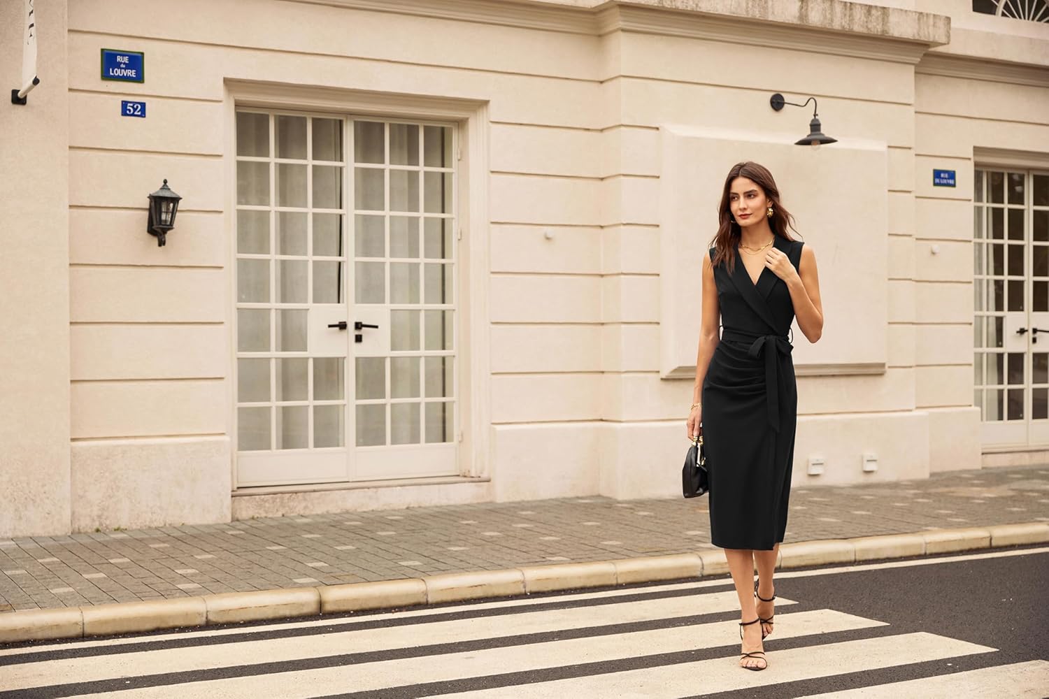 GRACE KARIN Women's Wear to Work Sleeveless Ruched Bodycon Office Pencil Midi Dresses with Belt - Image 6