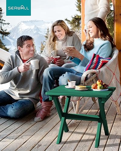 Miniatura 2 de SERWALL Mesa auxiliar plegable portátil para exteriores, estilo Adirondack, material de HDPE, no requiere montaje, mesa auxiliar exterior para