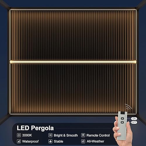 Miniatura 90 de PURPLE LEAF Pérgola 94AS con listones de aluminio para exteriores de 12 x 20 pies con techo ajustable para terraza, patio trasero, jardín, kiosco