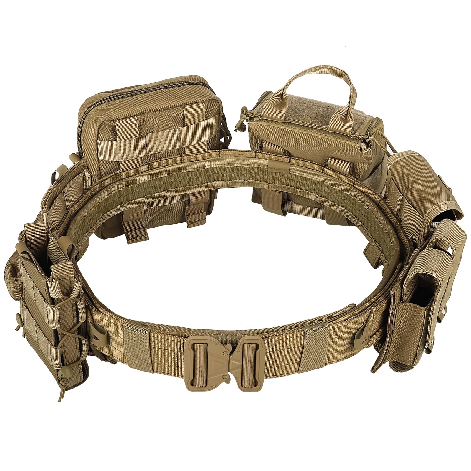 YAKEDA Battle Belts Tactical Molle Duty Belts Law Enforcement with Pouches 8-in-1 (Mud Co…