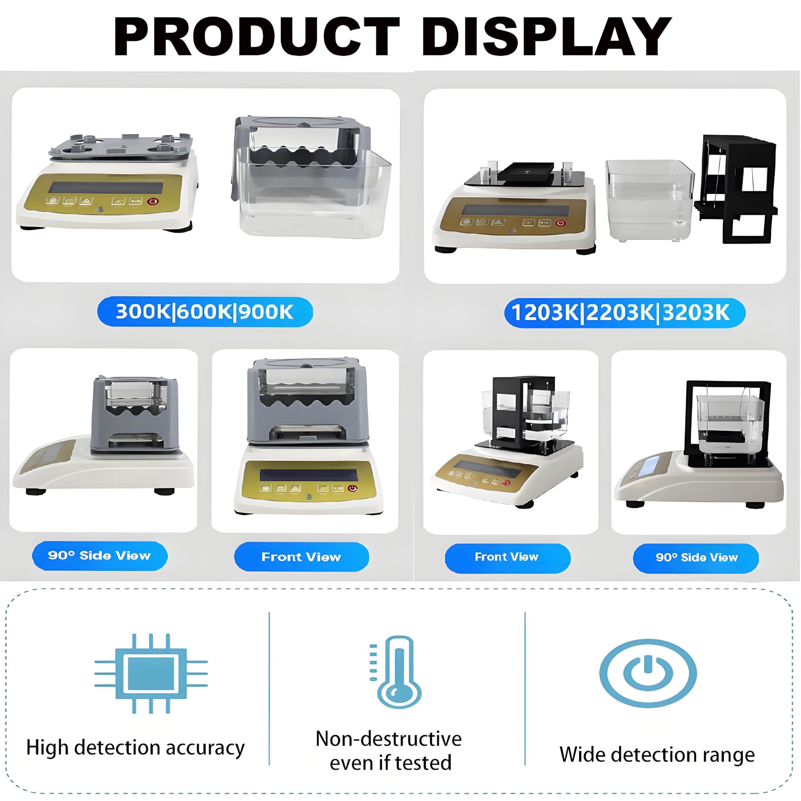 Analizador automático de Metales y pureza de Oro con Detector de Quilates y Pantalla LCD para medir la Densidad del Oro, la Plata y el Platino (XF1203K).