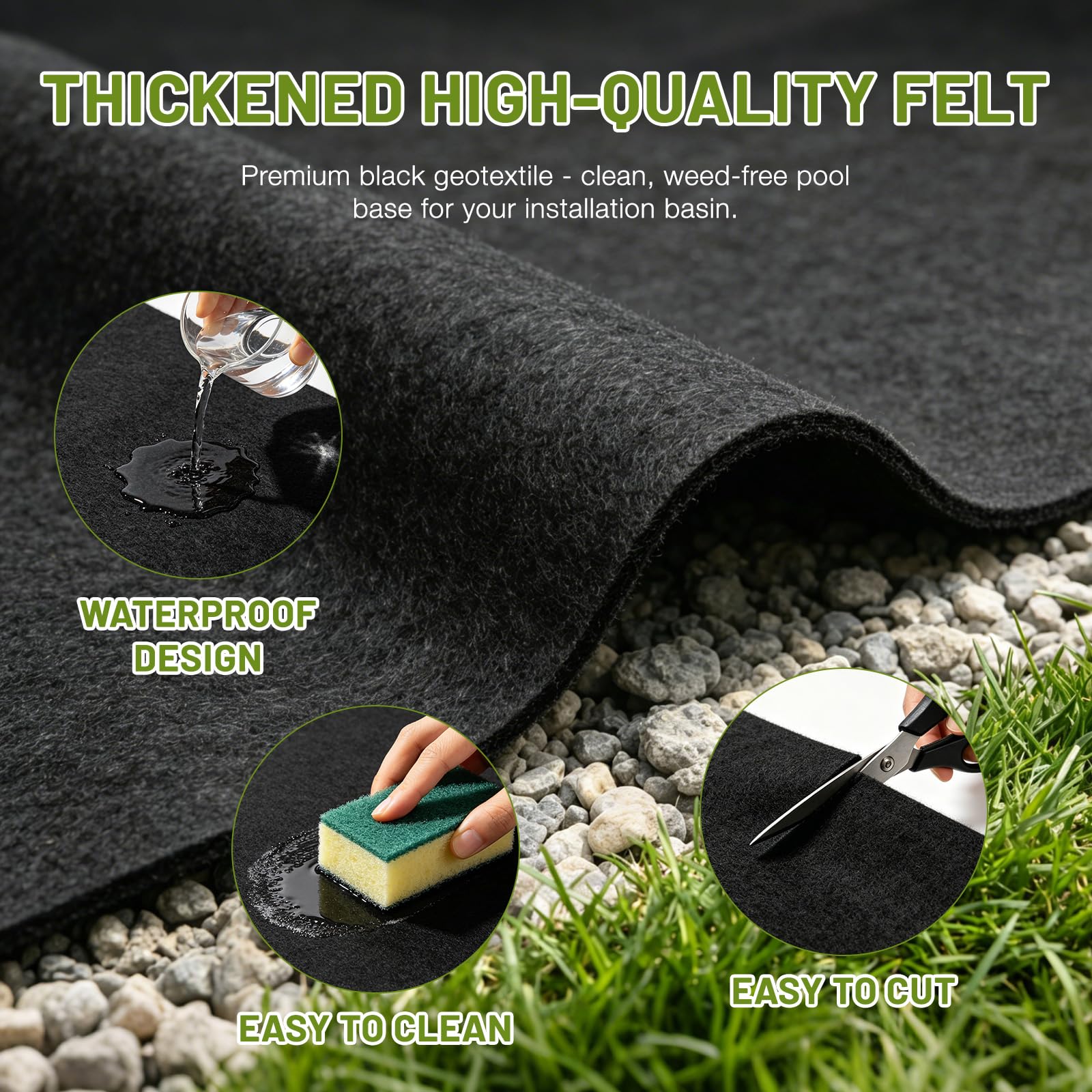 Mineup Lona De Suelo Para Piscina, 4m Tapiz Suelo Piscina, Base Para Piscina Redonda, Antideslizante, Resistente a La Rotura, Aislante Del Calor, Almohadilla Para Revestimiento De Piscina