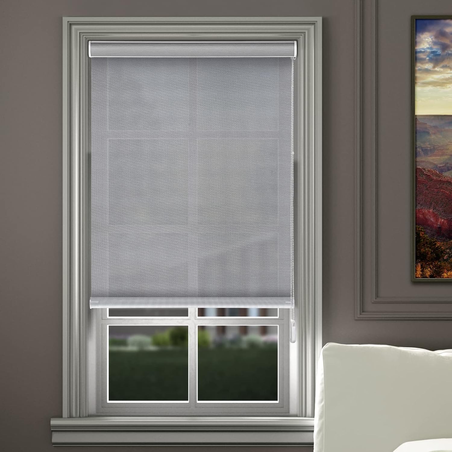 ABOCIDE Custom Corded Roller Shades, Light Filtering Roller Blinds for Windows