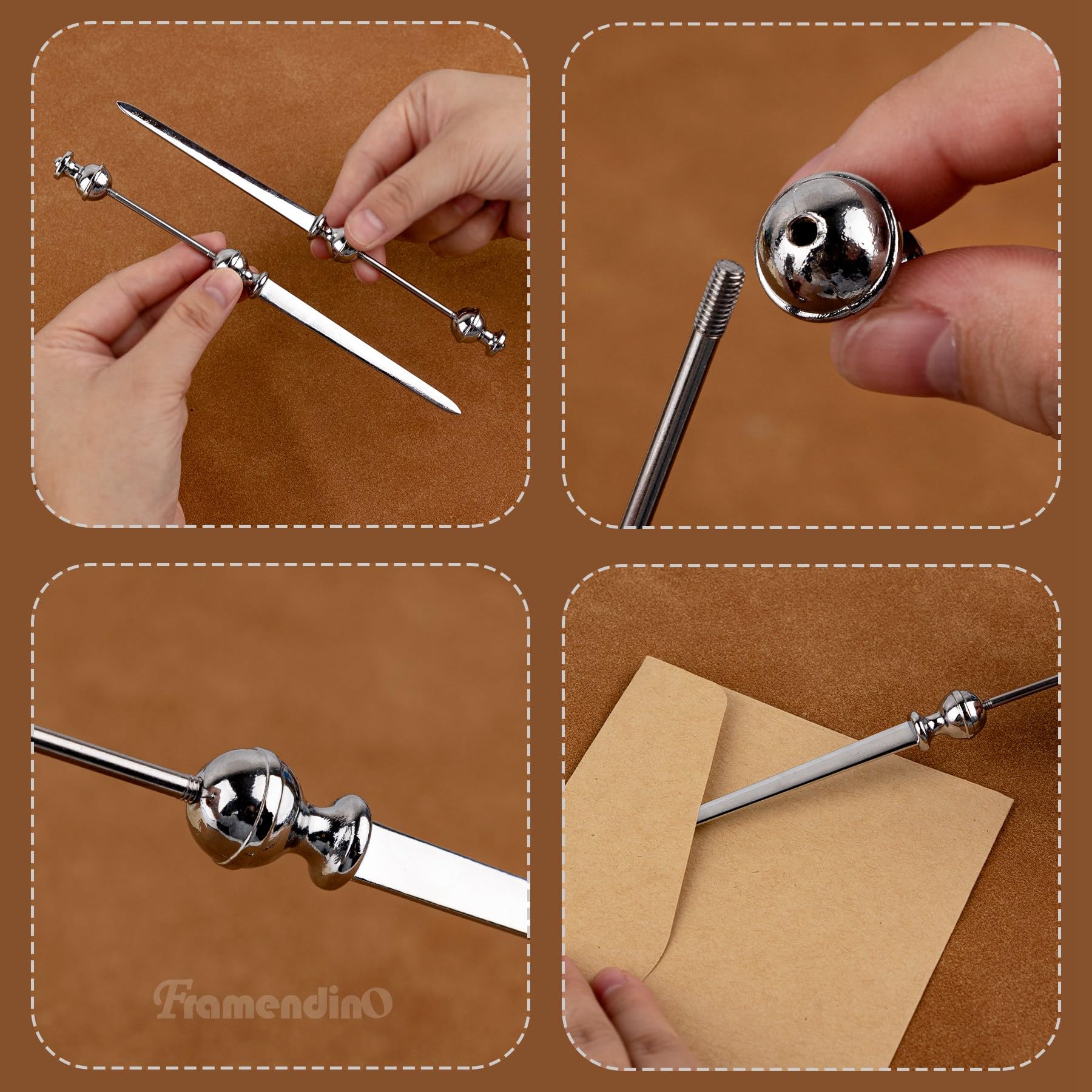 Framendino, Brieföffner aus Metall, für Büro, Zuhause, silberfarben, 20 Stück
