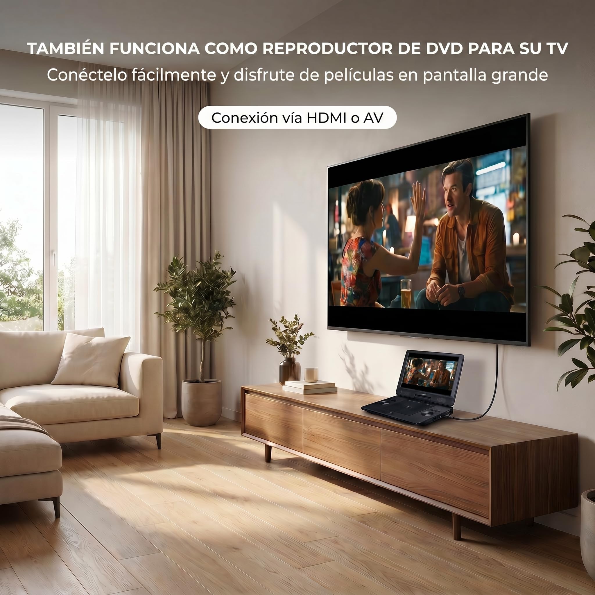 Lenco BRP-1150 - Reproductor de DVD portátil de Blu-ray y Blu-ray (pantalla TFT giratoria de 11,5", 1024 x 600 píxeles, batería integrada, con adaptador de red y de coche, entrada USB