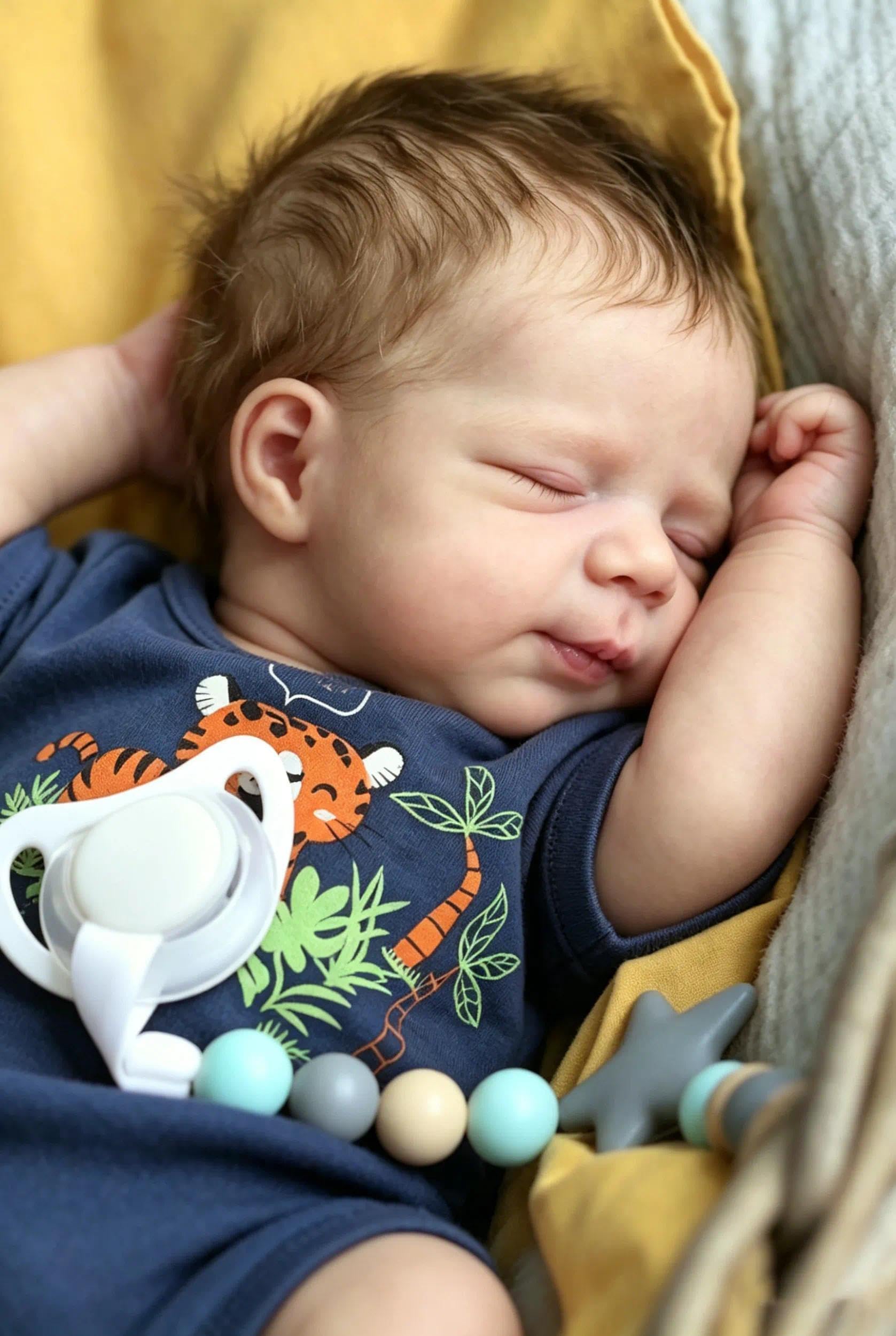 Zero pam Reborn Baby Puppe Junge, 50CM Reborn Baby Vollvinyl Lebensecht Jungen, Realistische Babypuppen Mit Haar, Lebensecht Neugeborenes Babypuppen Wie Echt Babies Für Kinder 3+