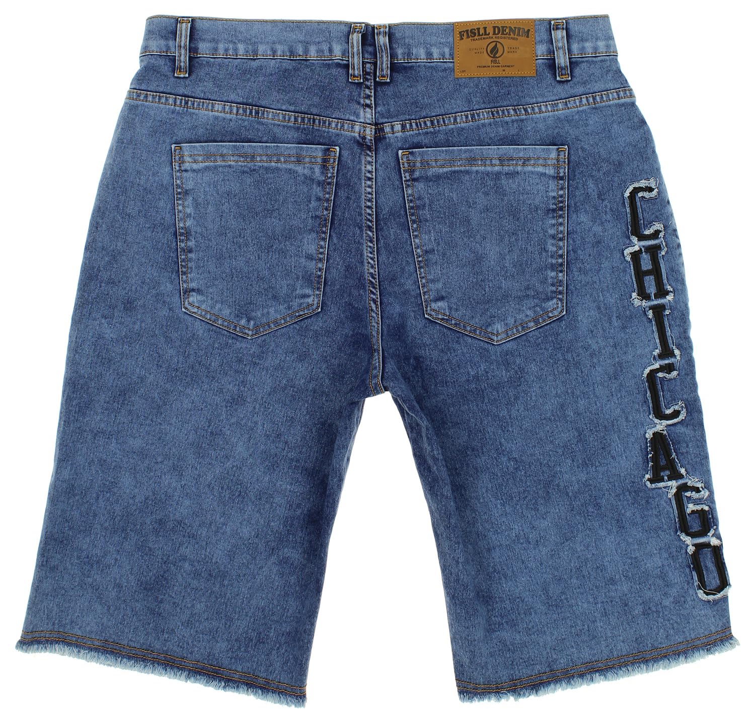 FISLL NBA Men's Knee Length Blue Jean Shorts - Chicago Bulls, Small