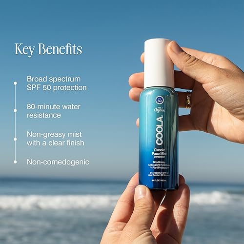 Miniatura 3 de COOLA Protector solar orgánico SPF 50 Sunblock Face Mist, cuidado de la piel probado por dermatólogos para protección diaria, vegano y sin gluten,