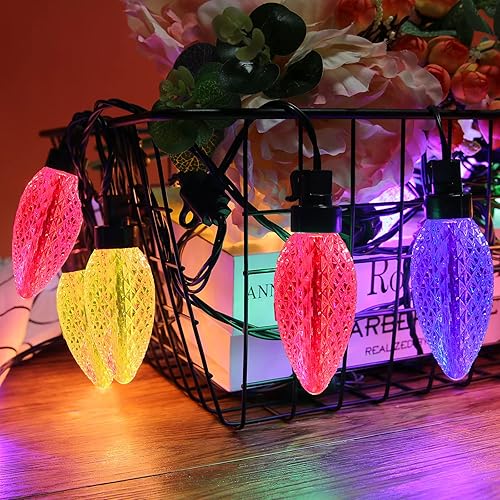 Miniatura 2 de AWQ 35 pies C9 gran cadena de luz de pino de Navidad cono de luz al aire libre de grado comercial decorativo impermeable extensible para interior al