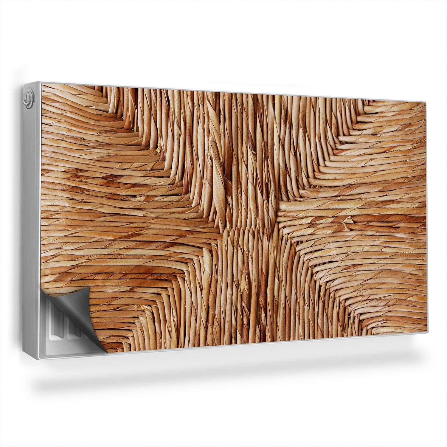 Cache Radiateur Magnétique 110x60 cm Tapis Design Anti-poussière Motif Osier
