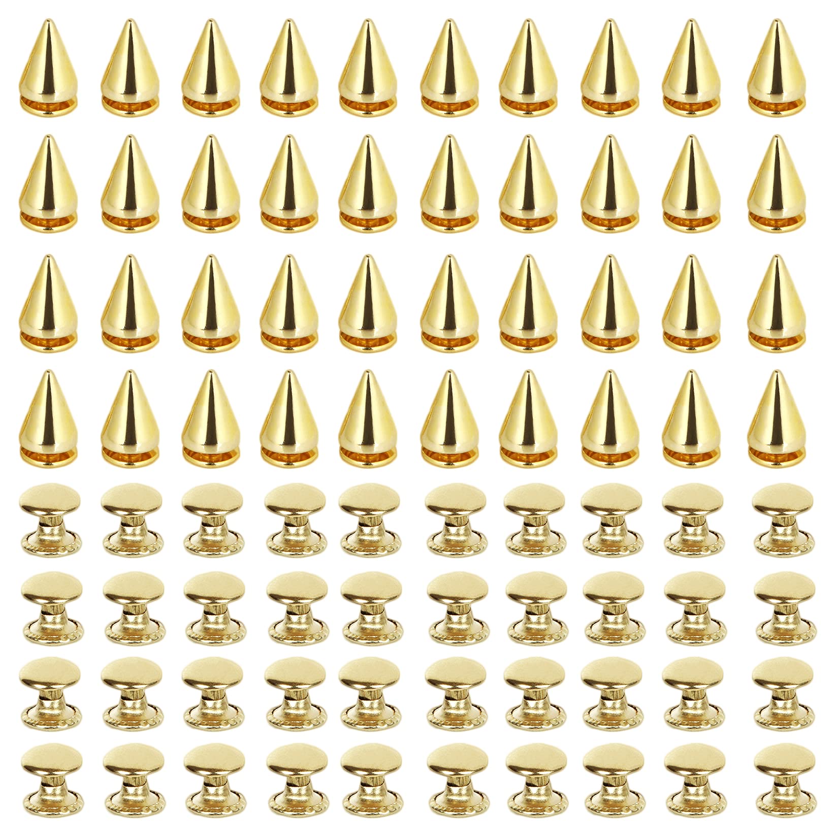 Buy 300PCS 2 Size Gold Spikes and Studs, Cone Spikes Metal Screw Back