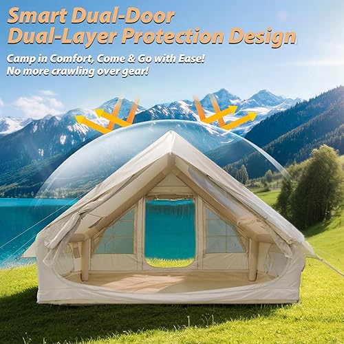Miniatura 7 de GEERTOP Tienda de campaña inflable para camping, gran instantánea, impermeable, glamping, tienda de campaña con gato de estufa para familia, 4