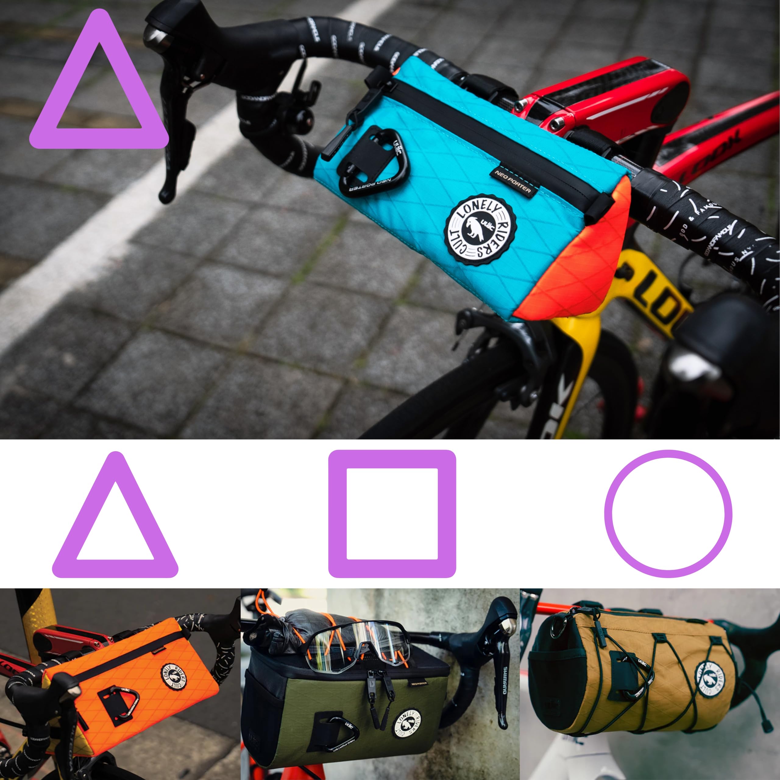ULAC Borsa Manubrio Bici - Borsa Anteriore Triangolare Impermeabile Nylon Poliestere 1L 19x10x10 cm MTB E-Bike Accessori Complementi Attrezzi Telefono Portafoglio