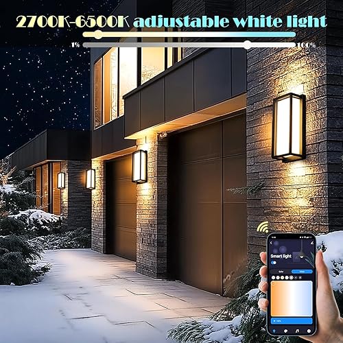 Miniatura 3 de Lámparas LED RGBCW de pared para exteriores, paquete de 2 apliques de pared modernos, luces exteriores inteligentes que cambian de color, IP65
