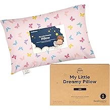 Mini Toddler Pillow with Pillowcase - 9x13 My Little Dreamy Travel Kids Pillow for Sleeping, Toddler Bed, Small, Tiny, Organic Cotton Pillowcase, Soft &amp; Breathable, Kids 2-4 Years Old (Flutter)