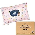 Mini Toddler Pillow with Pillowcase - 9x13 My Little Dreamy Travel Kids Pillow for Sleeping, Toddler Bed, Small, Tiny, Organic Cotton Pillowcase, Soft & Breathable, Kids 2-4 Years Old (Flutter)