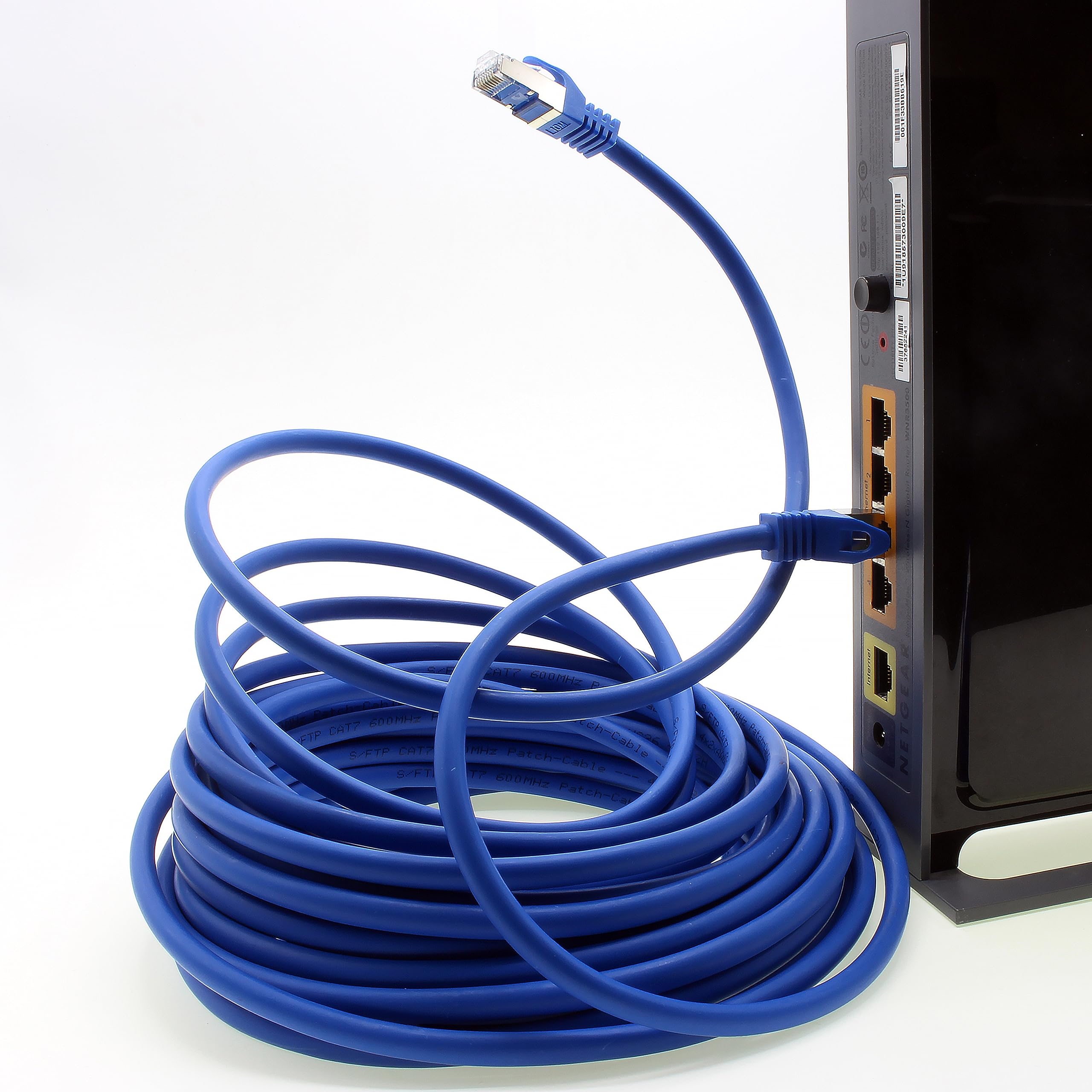 Cable de red Cat.7 (50 m, 1 unidad, cable de red LAN Ethernet, S-FTP, LSZH, PIMF, 10 GB, S, RJ45, conector Cat6a)
