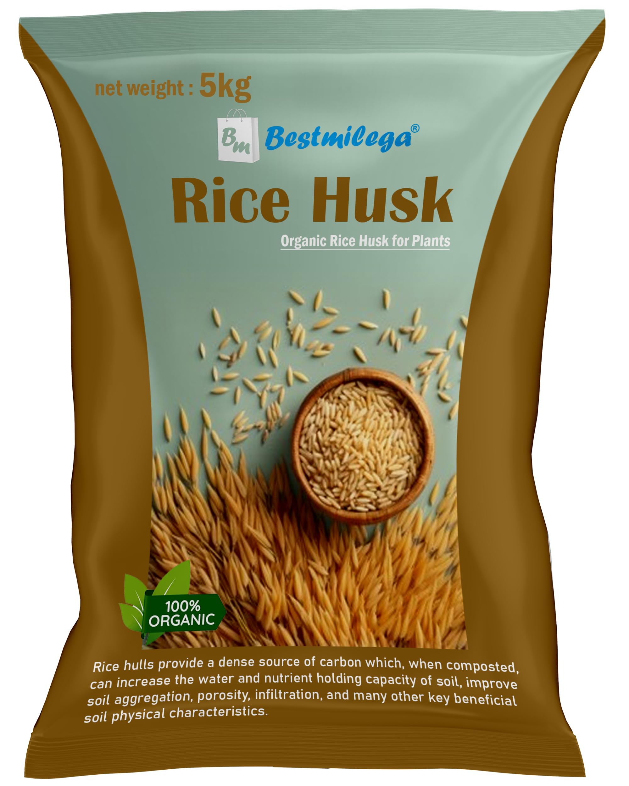 BEST MILEGA Organic Rice Husk for Plants Best Horticuture Grade Rice Husk for Ideal Soilmix Potting Mix for All Kind of Plants Bonsai Succulents and Seeds Germination 5kg