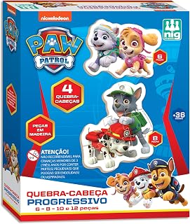 Quebra Cabeça Progressivo Patrulha Canina, Nig Brinquedos, Multicor