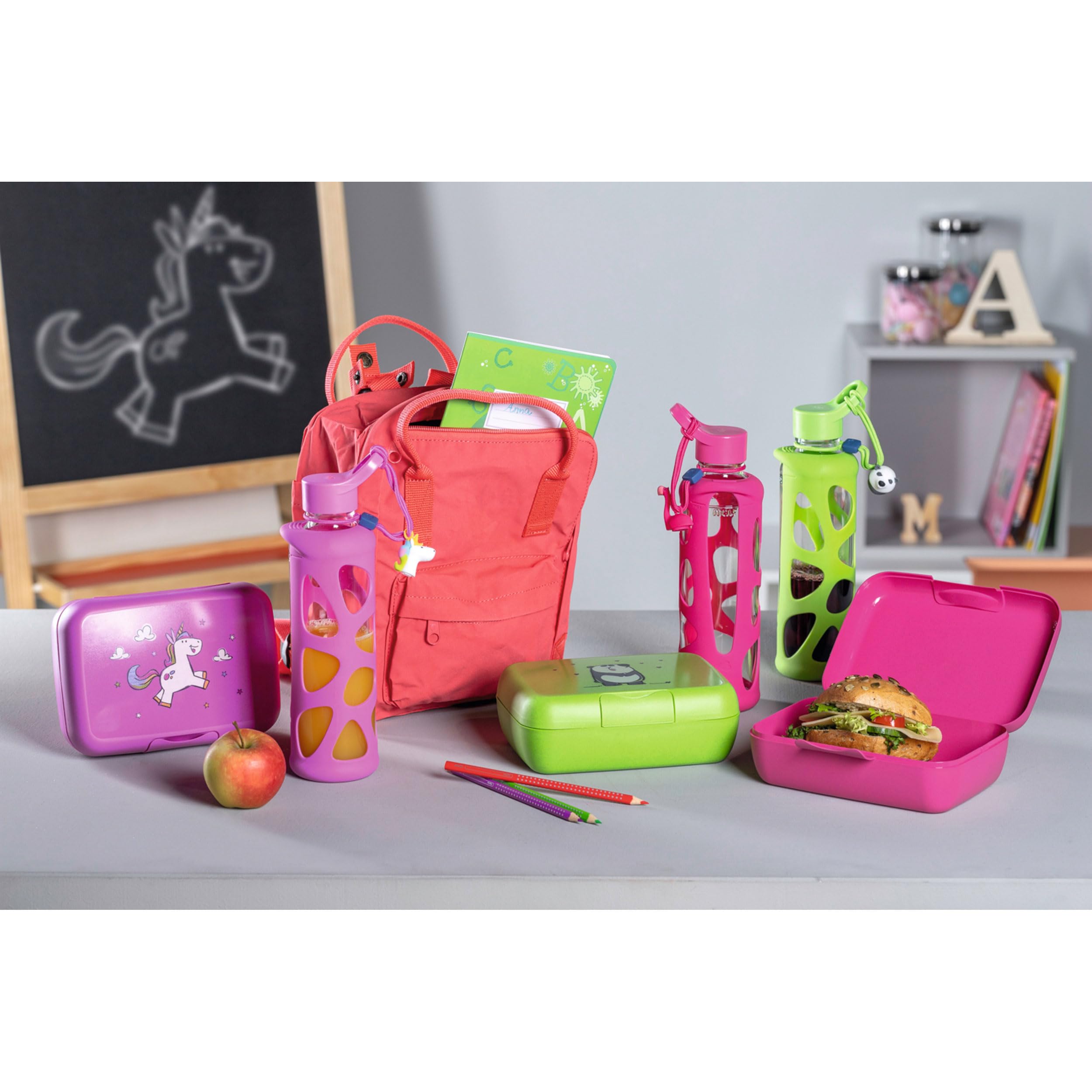 LEONARDO HOME Unisex młodzieżowa butelka na napoje Bambini 500 ml różowy jednorożec, 028835, 27,3 cm
