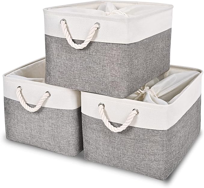 HOdo Home Fabric Storage Bin with Drawstring Closure and 2