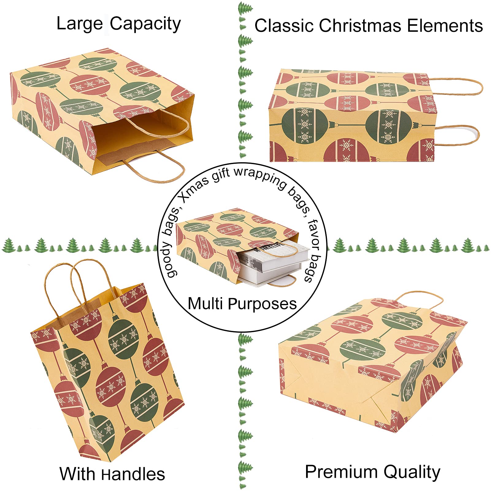 Amazon.co.jp: ギフト用クリスマスバッグ 24個 クリスマス クラフト